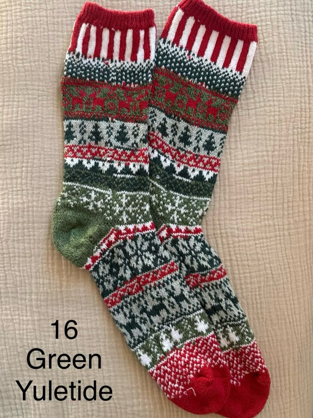 Green Yuletide Patterned Holiday Crew Socks